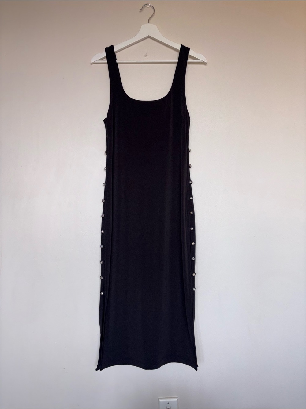 Dynamite Black Midi Tank Dress with Side gems